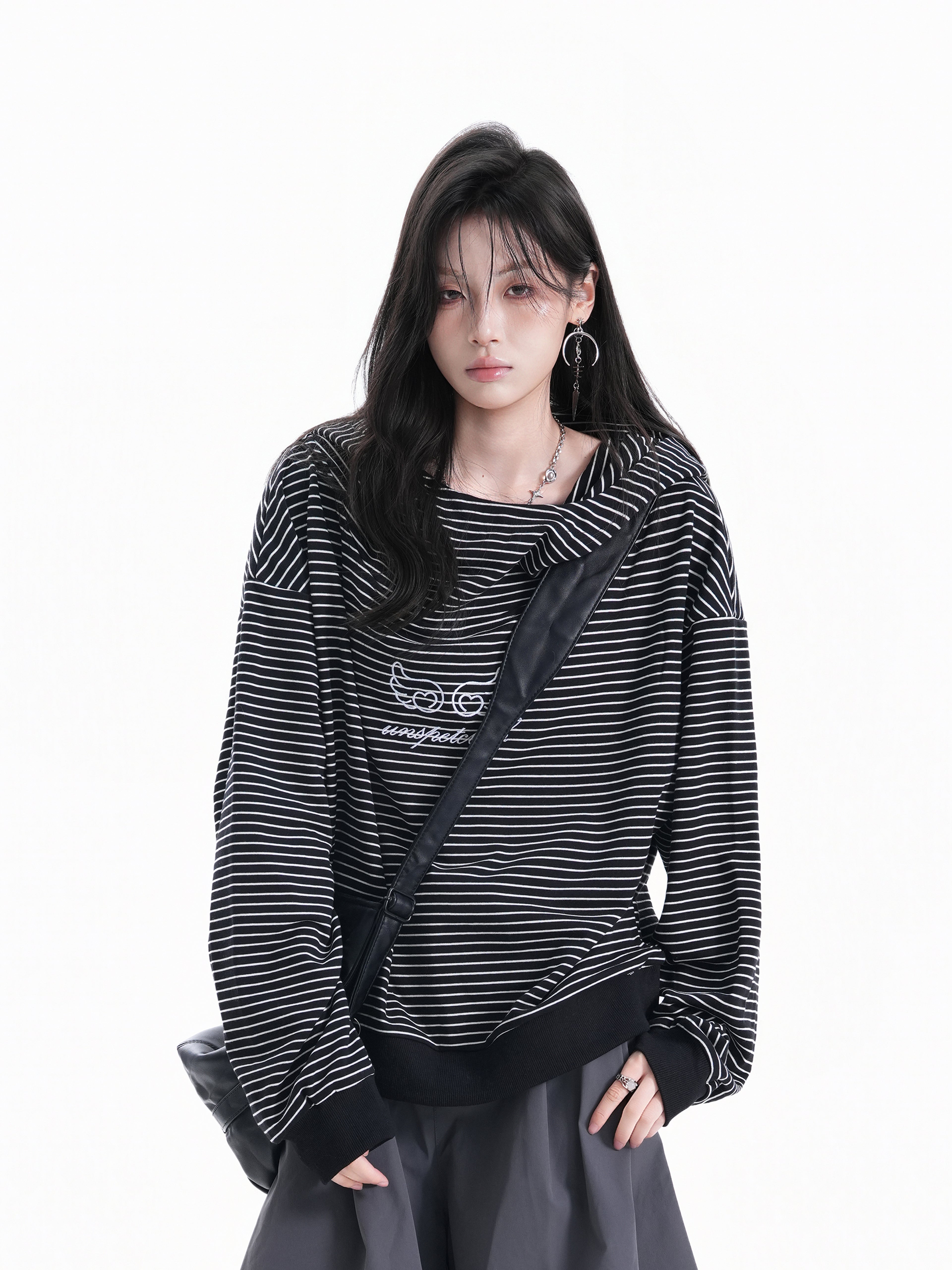 Loose Fit Striped Hoodie for Women Vintage Fall Couple Street Sweatshirt