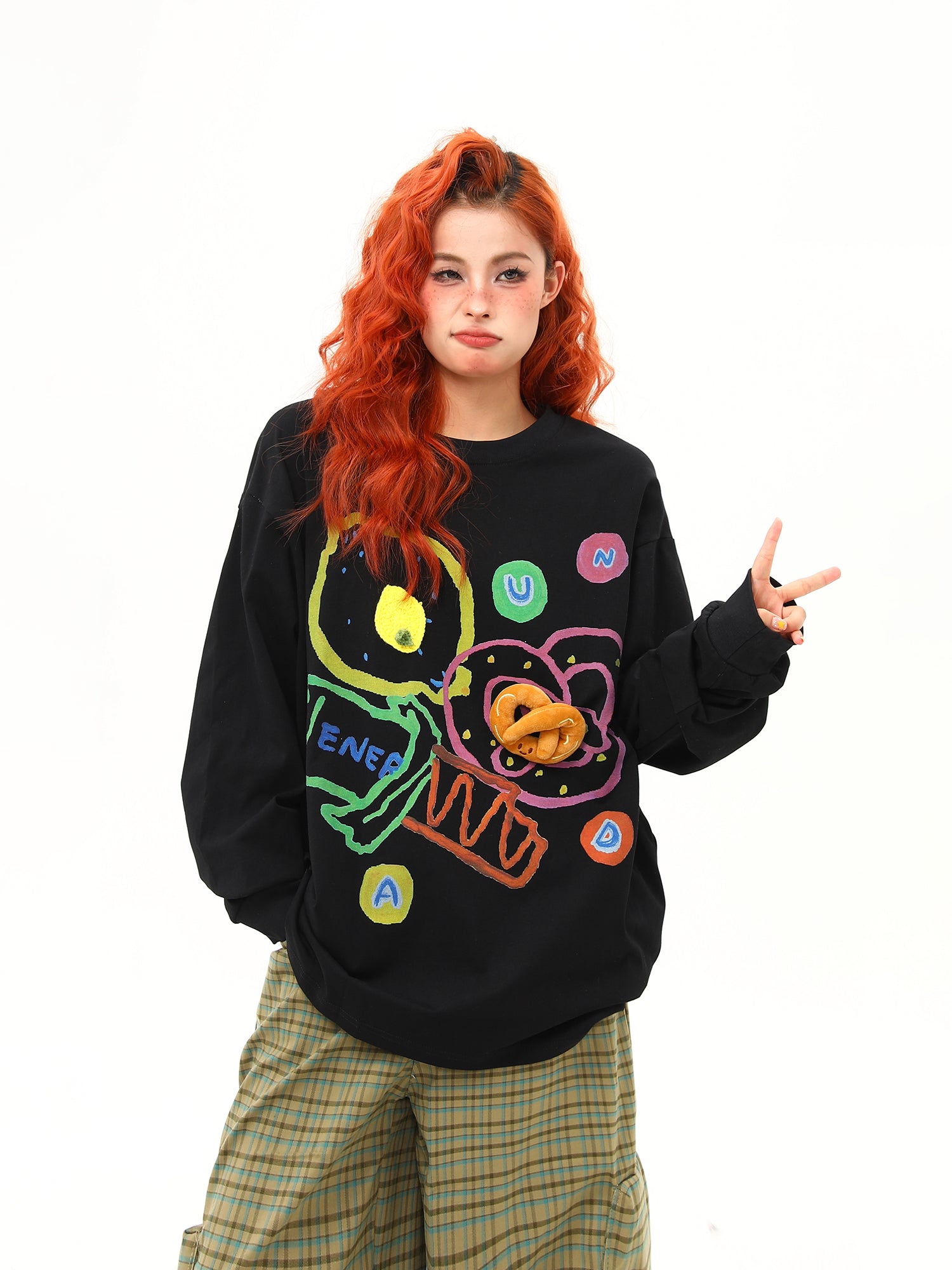 Casual Striped Hoodie for Women Vintage Loose Fall Couple Pullover Top