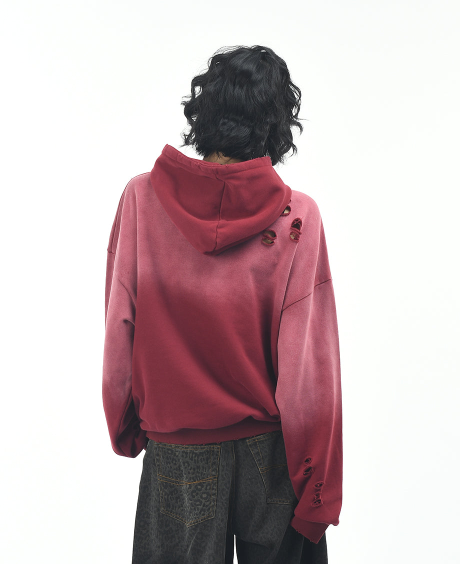 Retro Washed Half Zip Hoodie for Women Tie Dye Loose Street Style