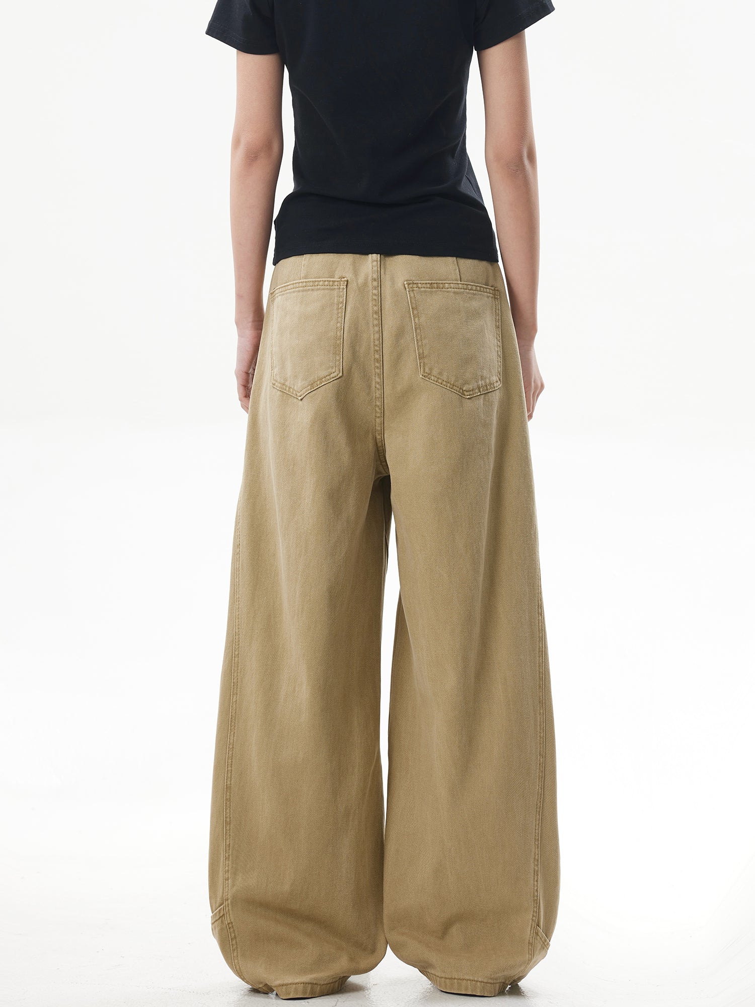 Deconstructed Patchwork Work Pants for Women Khaki Vintage Cargo Style