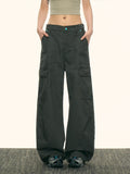 Loose Fit High Street Denim Pants for Women Wide Leg Casual Cargo Style